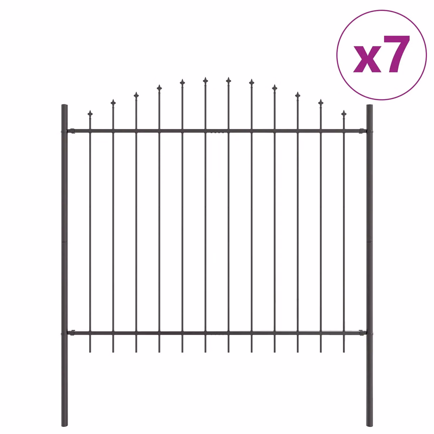 Berkfield Home Grey Steel Hoop Top Garden Fence, W: 11.9 m, H: 1.25 m – 2