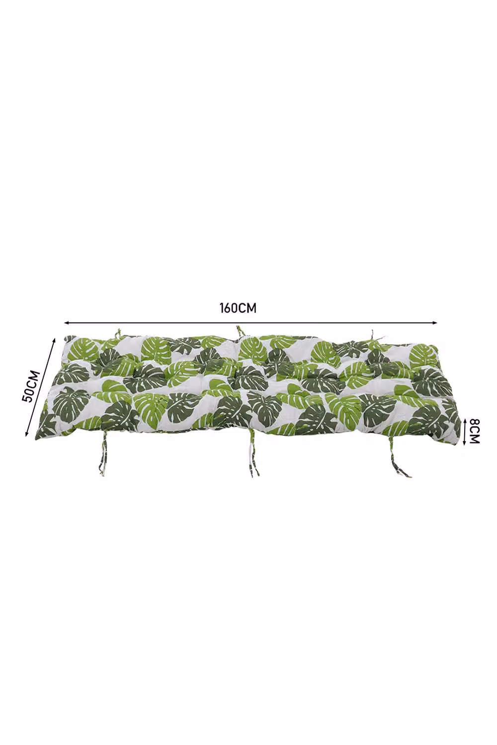 Living and Home Banana Leaf Print Button Tufted Lounge Cushion in Green, W: 50 cm, L: 160 cm – 3