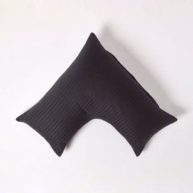 Homescapes Black Combed Cotton Percale Pillowcase