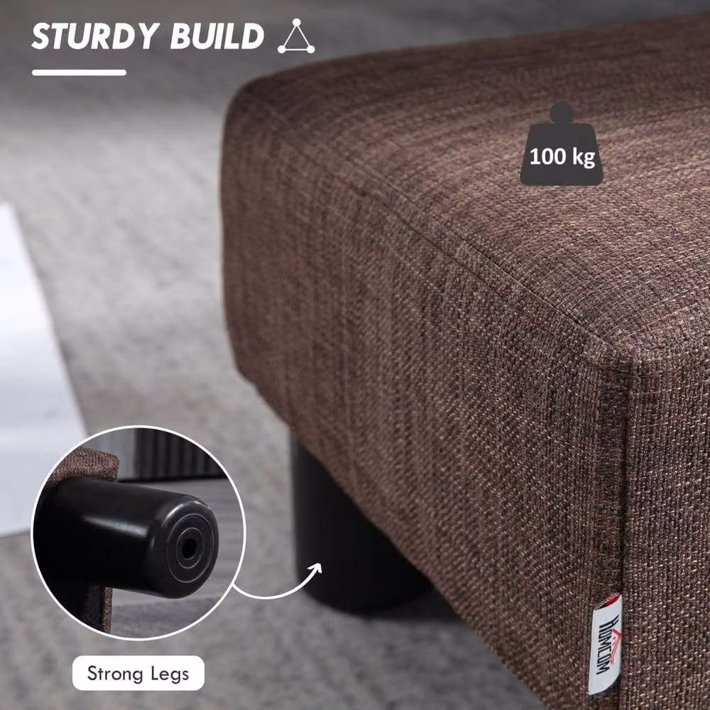 Wyld Haus Fata Brown Linen Look Rectangular Footstool with Plastic Feet – 5