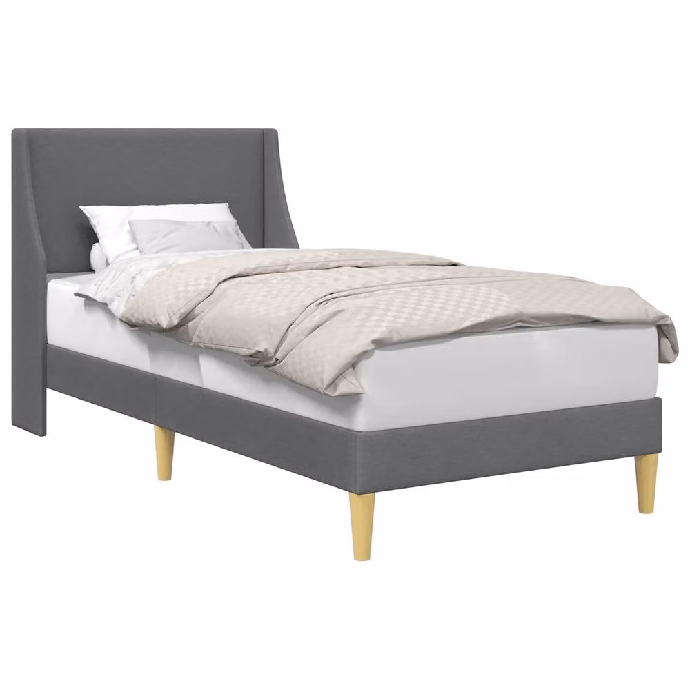 Berkfield Home Fabric Bed Frame with Headboard in Dark Grey, W/D/H: 90 x 190 cm – 2