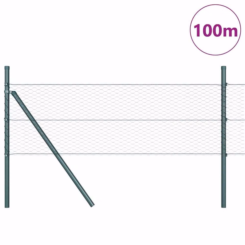 Berkfield Home Grey Steel Hexagon Fence, W: 0.5 m, L: 100 m – 1