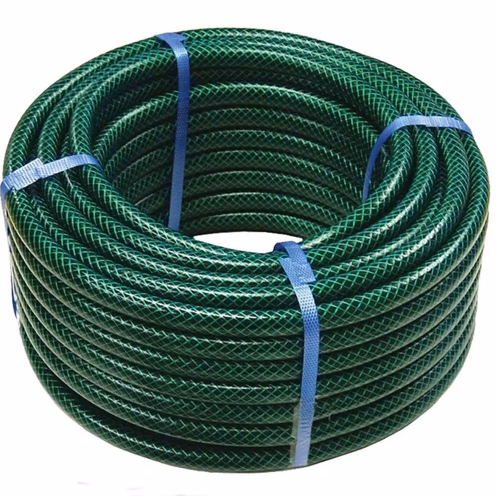 FLAVORA 100m Reinforced Braided PVC Garden Hose Pipe in Green – 6