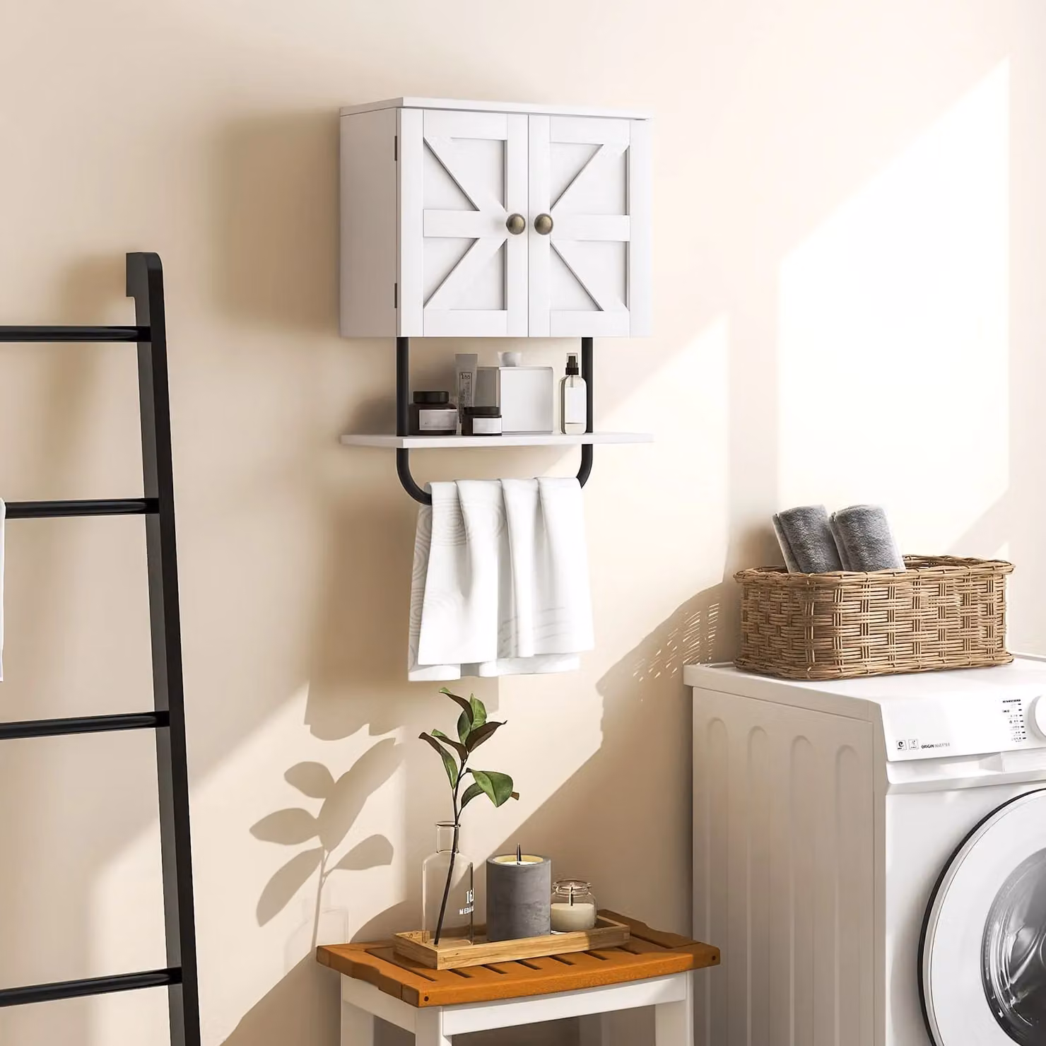 Gymax White Wall-Mounted Bathroom Medicine Cabinet with Mirror and Internal Shelves – 2