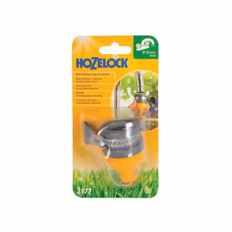 Hozelock Round Tap Connector with Clamp in Multicolour and Stainless Steel – 2