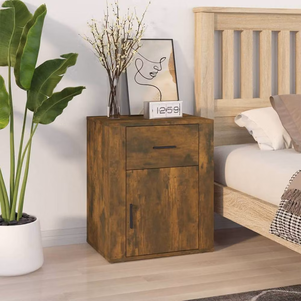 Berkfield Home Bedside Cabinet in Smoked Oak Brown, W/D/H: 50 x 36 x 60 cm – 2