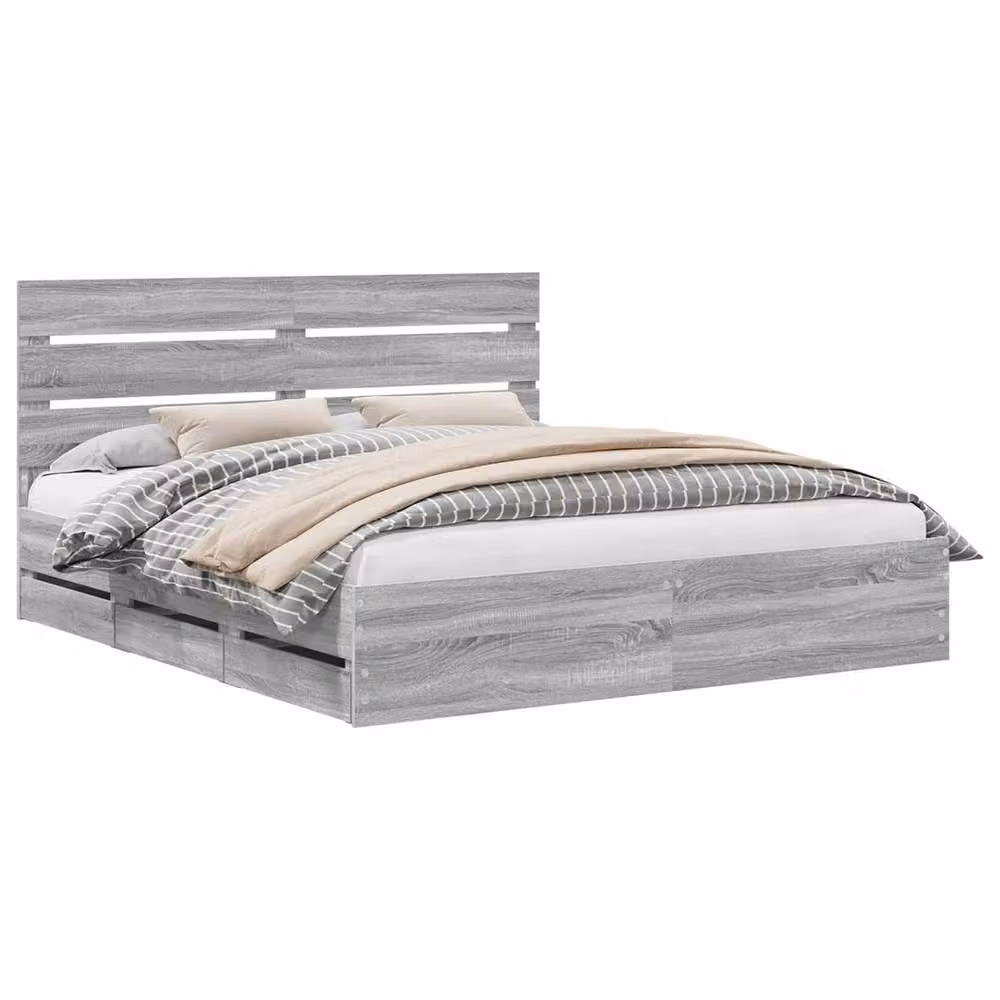 Berkfield Home Modern Bed Frame with Drawers in Grey Sonoma, Engineered Wood, W: 180 cm, D: 200 cm – 2