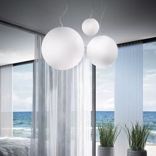 Ideal Lux Map SP1 D50 White and Chrome Glass Sphere Pendant Light with E27 Socket – 2