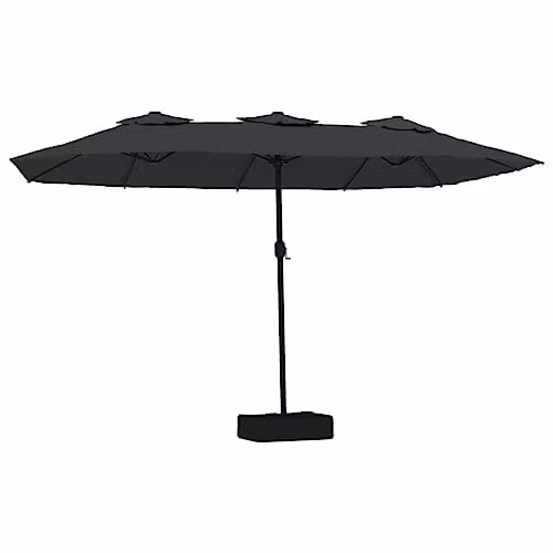 vidaXL Double-Head Cantilever Garden Parasol with LEDs, Black, W/D/H: 449 x 265 x 265 cm