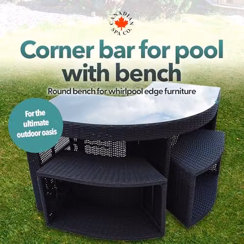 Canadian Spa Co. Corner Bar and Stool for Hot Tubs with Weatherproof Wicker and Rustproof Aluminium Frame, Brown and Black – 2