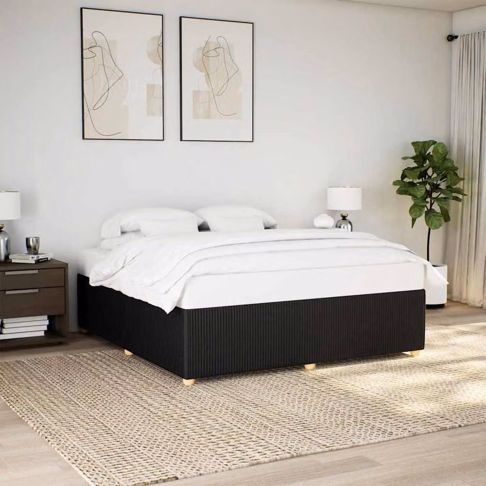 Berkfield Home Super King Upholstered Fabric Bed Frame in Black, W: 180 cm, D: 200 cm – 2