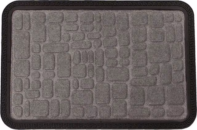 Roseley Grey Stone Design Rectangular Door Mat with Rubber Backing