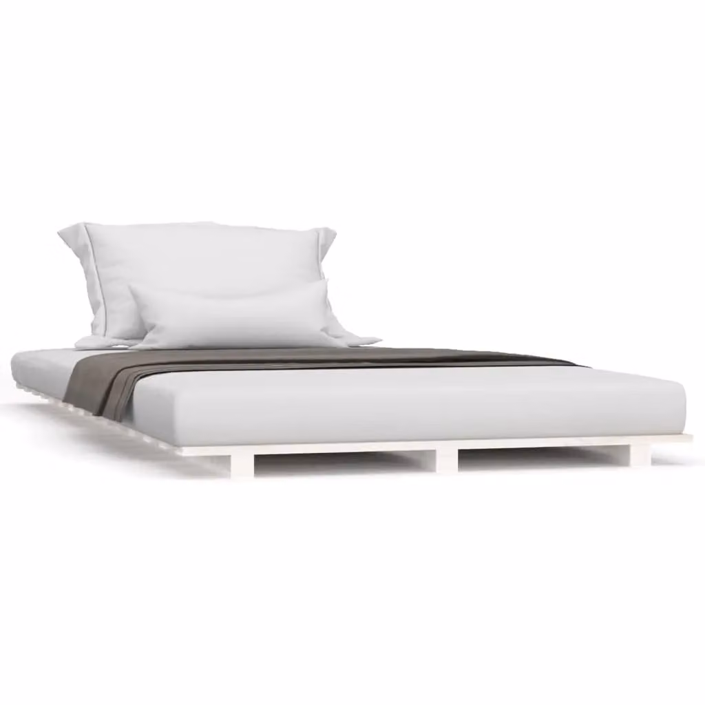 Berkfield Home White Solid Pine Wood Bed Frame W: 90 cm, D: 200 cm – 2
