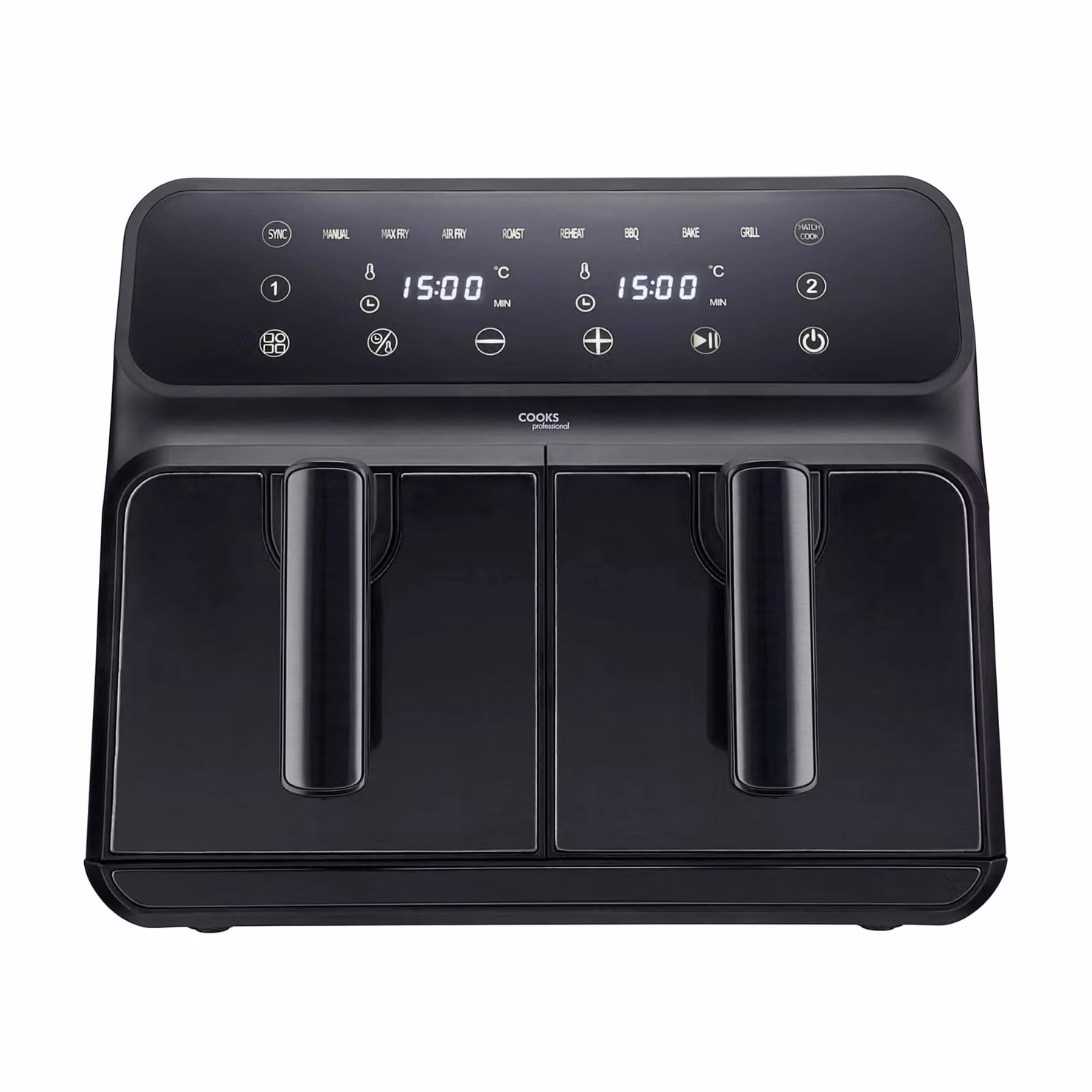 Cooks Professional Dual Digital XL Air Fryer 8L Healthy Cooker with Double Basket and Timer in Black – 2