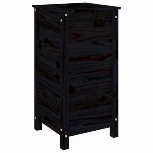 vidaXL Black Wooden Garden Planter Tub W/D/H: 40 x 40 x 78 cm