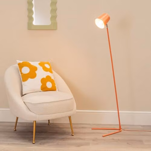 ValueLights Coral Metal Floor Lamp with Tapered Dome Shade and LED Bulb Included – 2
