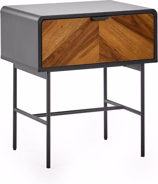 Cheshire Strathmore 1 Drawer Lamp Table in Black and Natural Wood