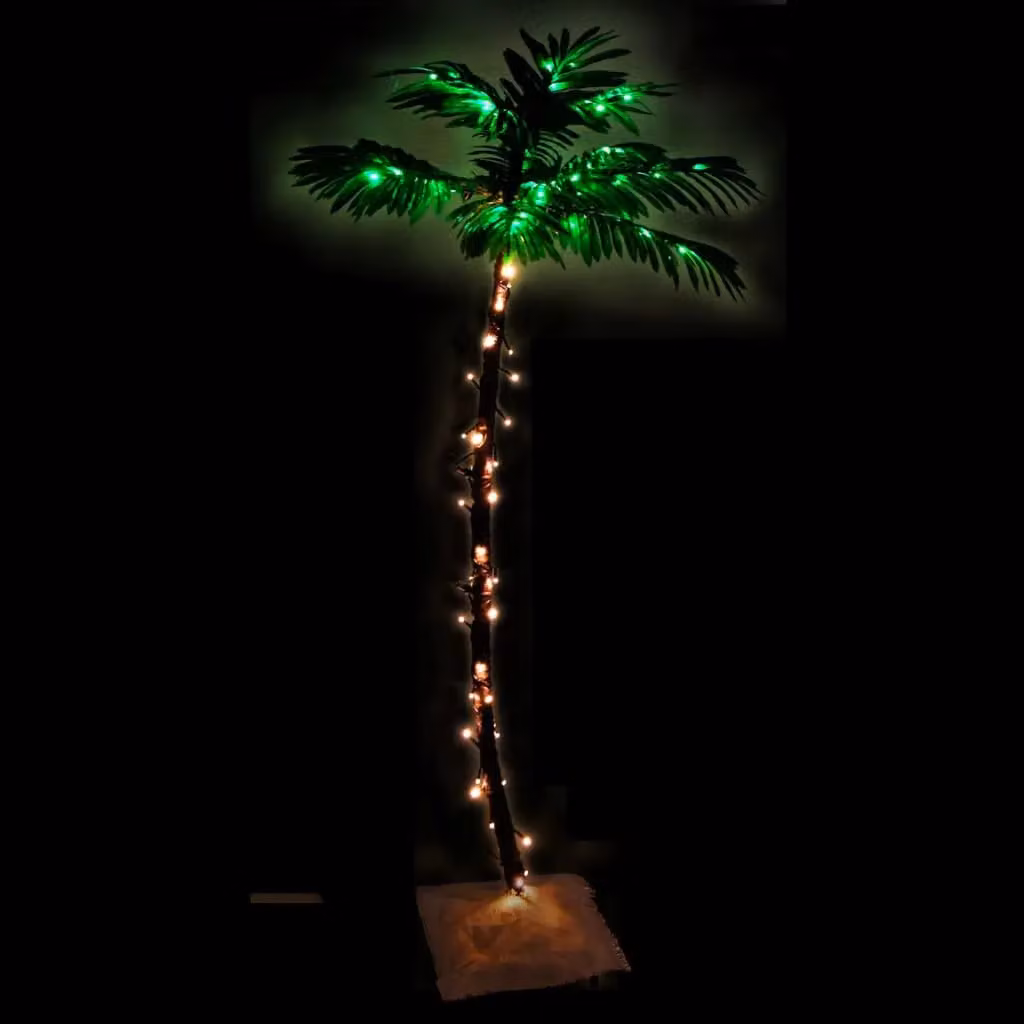 Berkfield Home LED Palm Tree with 88 Warm White LEDs, Green and Brown, Height: 150 cm – 2