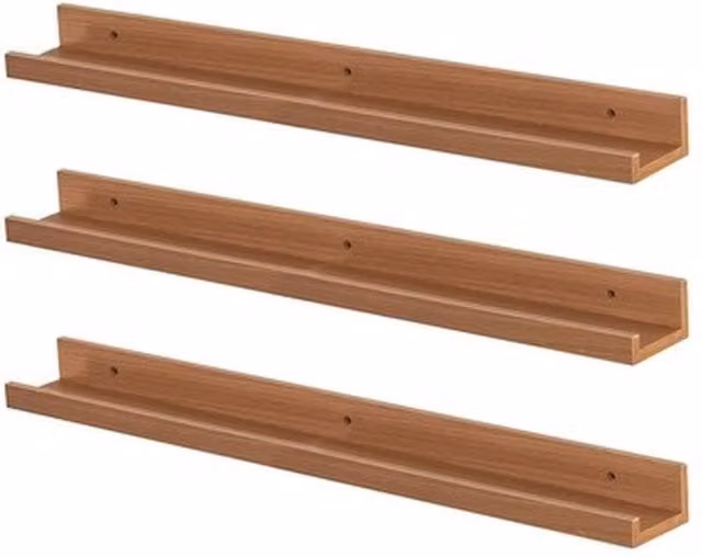 NESTLUNE Set of 6 Brown Floating Picture Ledge Shelves, W: 100 cm, D: 15 cm – 1