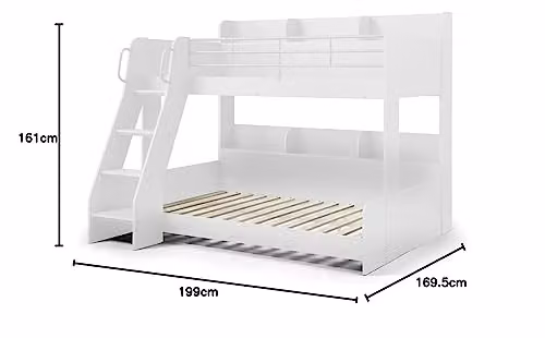Julian Bowen Domino White Solid Wood Triple Bunk Bed with Stairs and Side Compartments, H 169.5 x W 120 x D 200 cm – 2