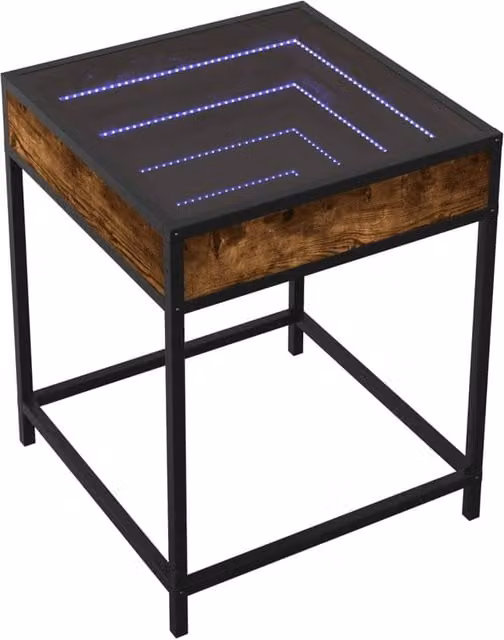 Berkfield Home Infinity LED Decorative Bedside Table in Smoked Oak Brown, W/D/H: 40 x 40 x 51 cm – 1