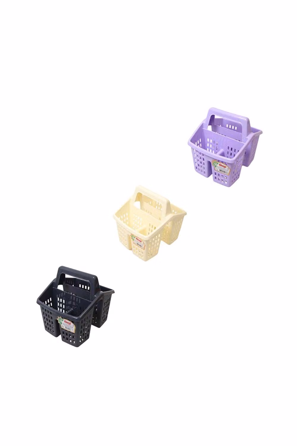 KDMD Plastic 4 Section Sink Cutlery Holder Basket with Handle in Blue, W: 10 cm, D: 16 cm