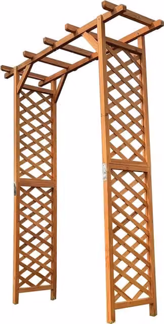 Rustic Wooden Garden Arch with Square Top in Tan/Brown, Height: 160 cm
