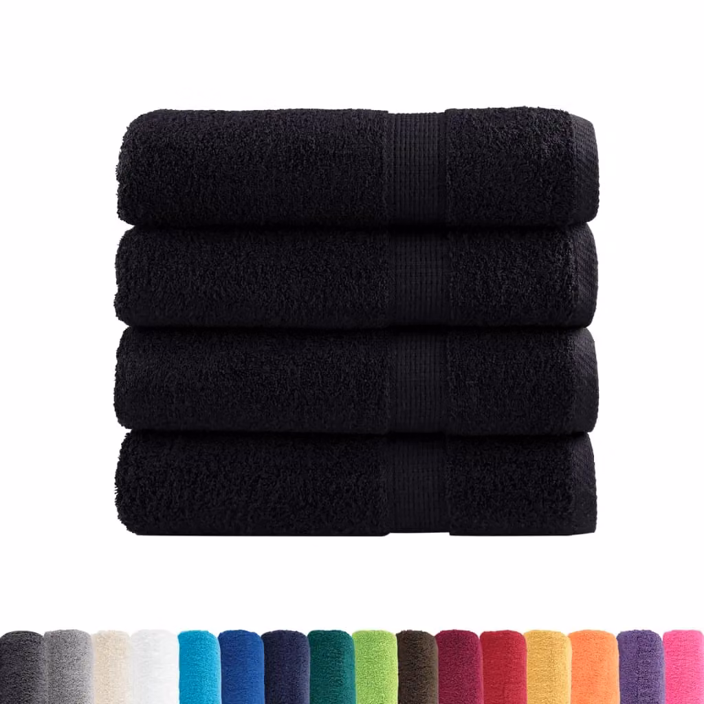 Berkfield Home SOLUND Premium Cotton Terry Bath Towels, 4 Pack, Black, W: 100 cm, L: 150 cm, 600 gsm – 2
