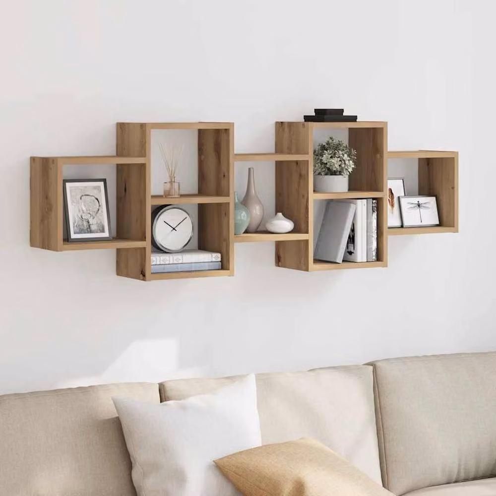 Berkfield Home Artisan Oak Wall Shelf, Brown, W/D/H: 129 x 42 x 18 cm – 2
