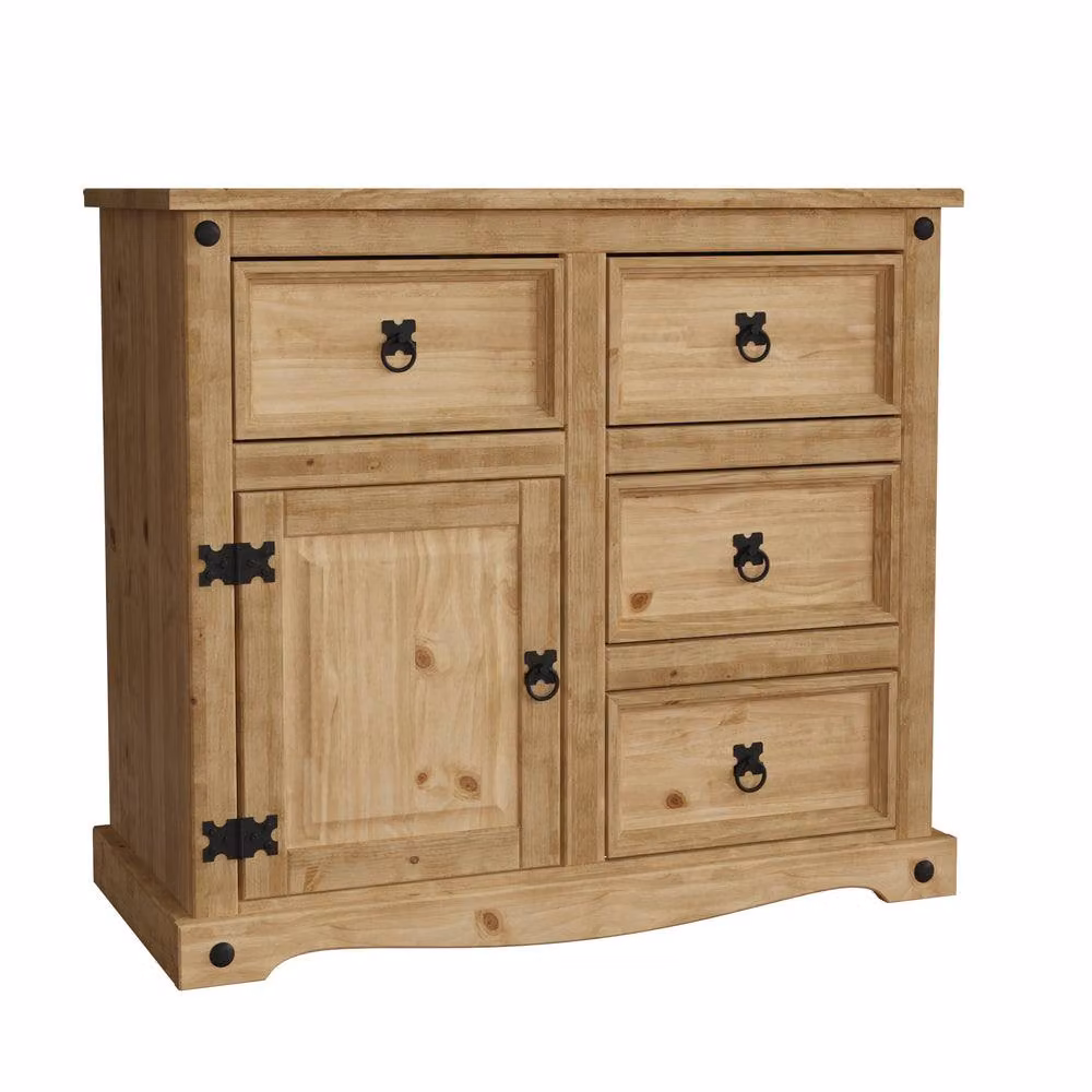 Vida Designs Corona Small Sideboard with 1 Door and 4 Drawers in Brown and Black – 2