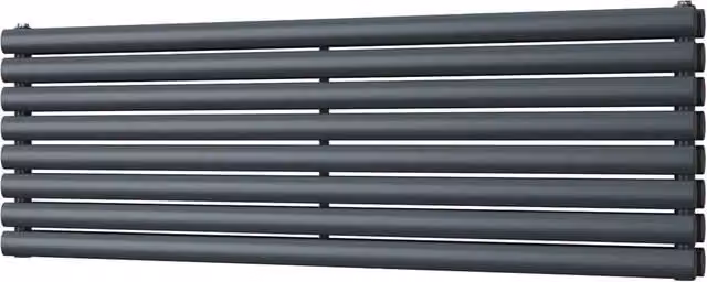 UK Radiators Omeara Axis Anthracite Elliptical Tube Horizontal Designer Double Panel Radiator W: 140 cm, H: 46.4 cm – 1