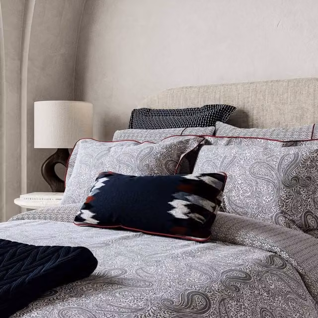 Bedeck of Belfast Aruni Single Duvet Cover and Pillowcase Set, Midnight Blue, Reversible Mako Satin Cotton, W: 90 cm, H: 200 cm