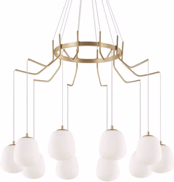 Ideal Lux Karousel Light Cluster Ceiling Pendant in Brass and Yellow Glass