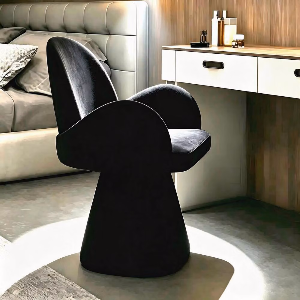 STILVORA Modern Rotating Stool in Black Fabric – 7
