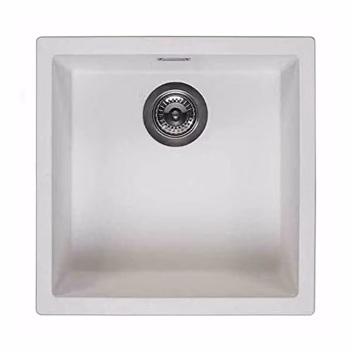 Reginox Amsterdam 40 PW Single Bowl Integrated Regi-Granite Kitchen Sink, Pure White