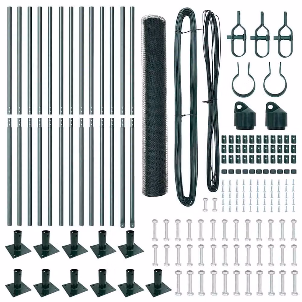 Berkfield Home Green Powder-Coated Steel Fencing Set of 2, W/D/H: 25 x 1.2 x 1.2 m – 5
