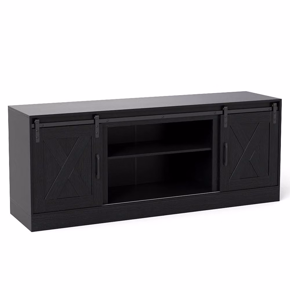 Costway Black Wooden TV Stand Cabinet and Media Entertainment Centre for up to 70 Inch TVs – 2