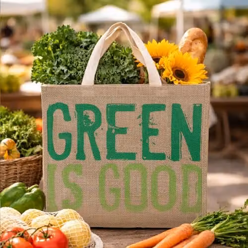 Orsina Green Green Is Good Reusable Shopping Tote Bag W/D/H: 40 x 35 x 15 cm – 2