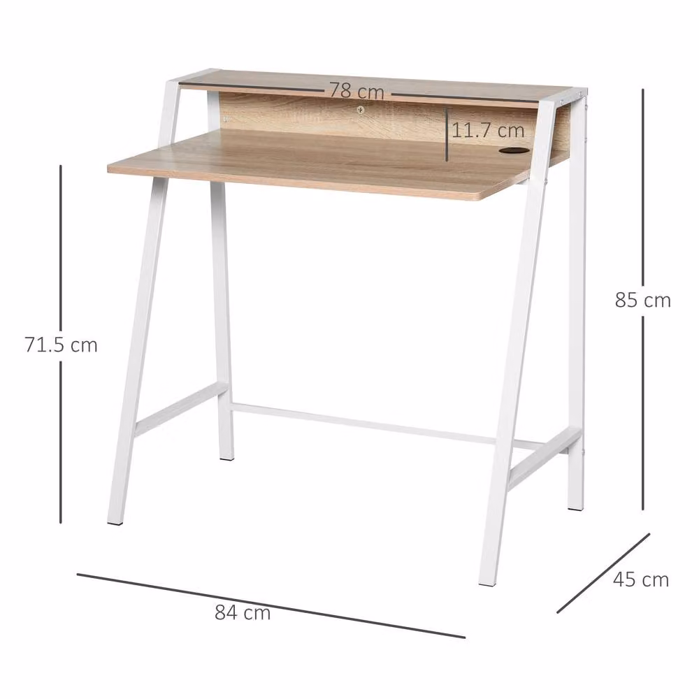 STILVORA Writing Desk with Metal Frame in Oak Brown, H 85.0 cm x W 84.0 cm x D 20.0 cm – 2