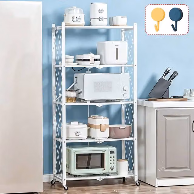 FORGEVIO 5-Tier White Metal Wire Storage Rack with Adjustable Shelves for Garage or Home Office