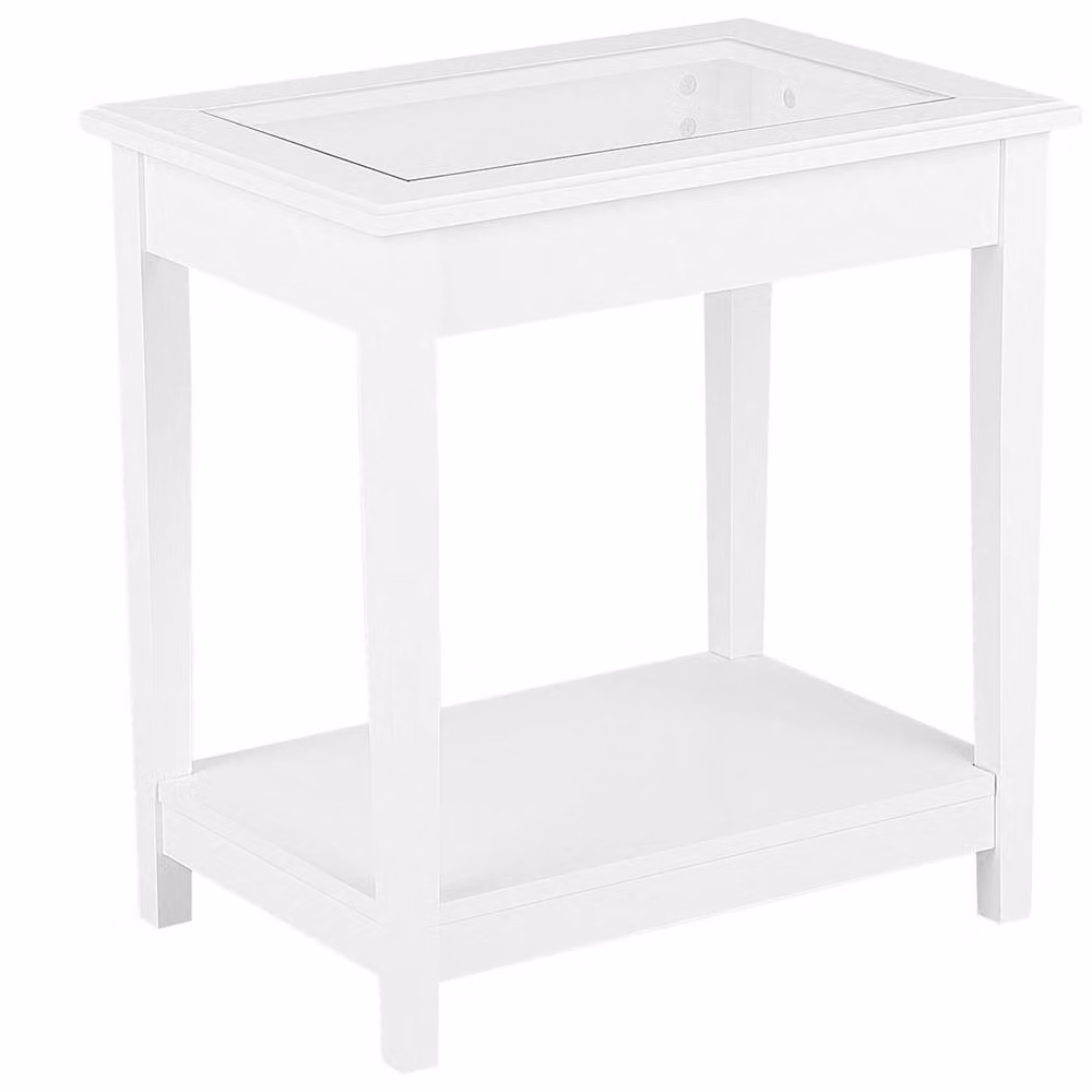 Wyld and Coco White Glass-Top Side Table with One Shelf, W/D/H: 40 x 40 x 61 cm – 2