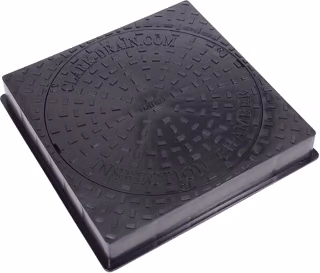 Clark-Drain Square Polypropylene Manhole Cover and Frame, Black, W: 58.0 cm