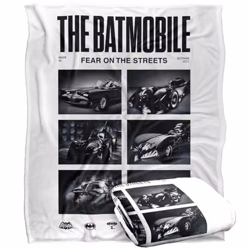 Warner Bros. Batman Batmobiles Live Shots Super Soft Fleece Throw Blanket, Multicolour, W: 152.4 cm, D: 127 cm