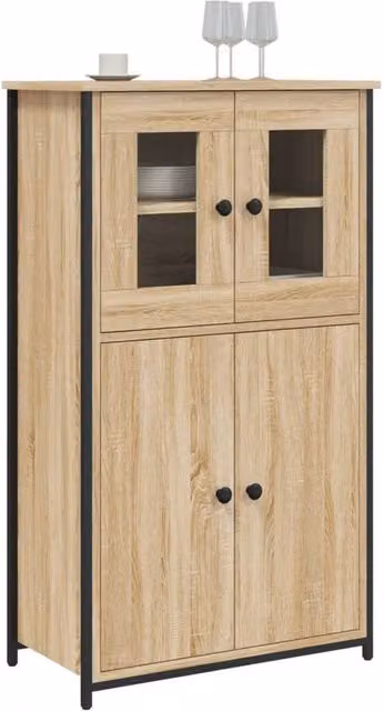 Berkfield Home Sonoma Oak Highboard in Light Oak, W/D/H: 62 x 32 x 106.5 cm – 1