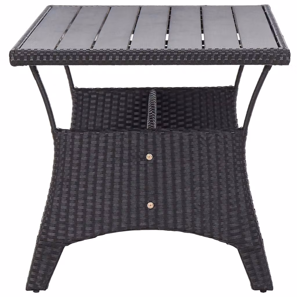 Berkfield Home Garden Table in Black Poly Rattan, W/D/H: 120 x 70 x 66 cm – 3