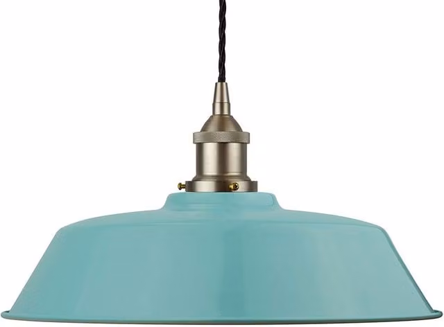 SE Home Chancery Pendant Light in Duck Egg Blue with Brushed Chrome and Black Twisted Details