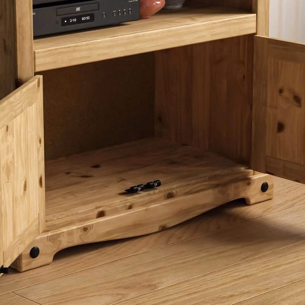 SPETLEK Rustic Solid Waxed Pine TV Cabinet Stand in Brown – 4