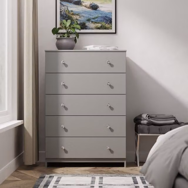 Ready Assembled 2 U Newlyn 5 Drawer Chest in Dark Grey
