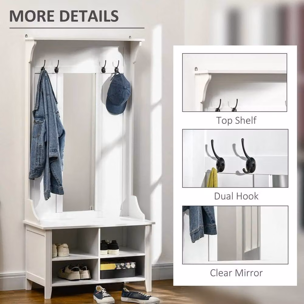 KORVIXA Modern White Hallway Furniture Set with Shoe Rack, W/D/H: 100 x 100 x 100 cm – 2