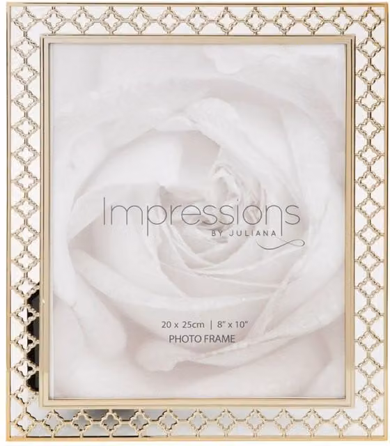IMPRESSIONS Gold Lattice Cut Metal Rectangular Tabletop Photo Frame